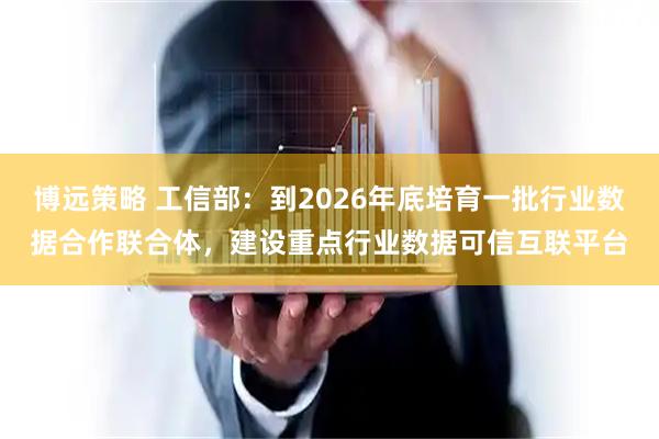博远策略 工信部：到2026年底培育一批行业数据合作联合体，建设重点行业数据可信互联平台